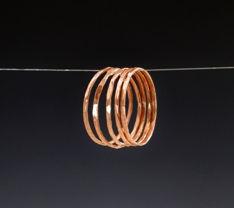 Super Thin Copper Stackable Rings, Copper Ring, Skinny Ring, Copper Band, Pure Copper Ring, Hammered Copper Ring, Arthritis Ring, Ring image 3