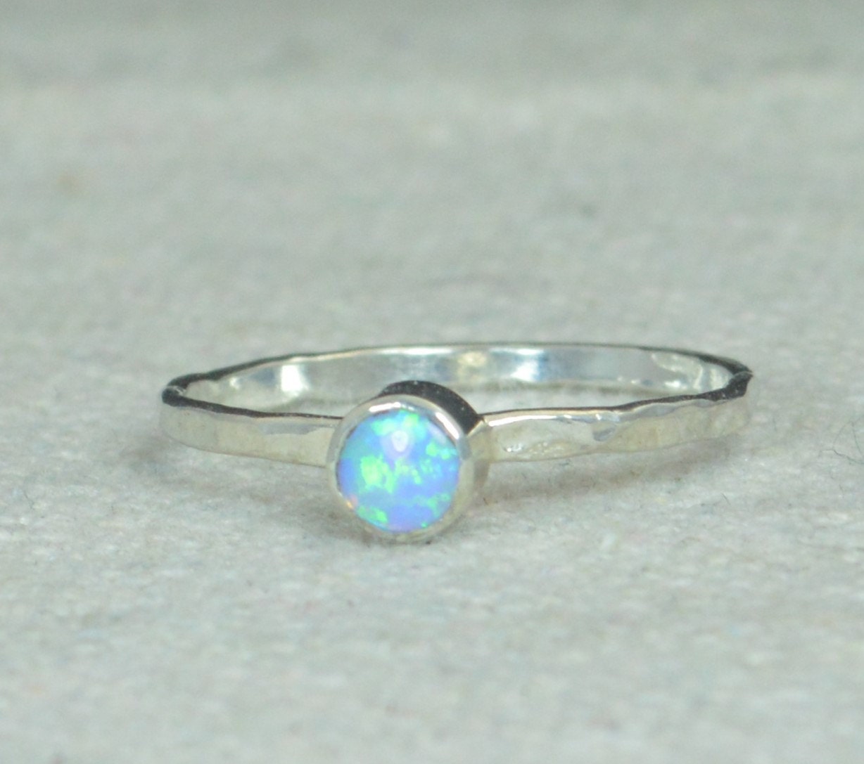 Small Silver Opal Ring Sterling Opal Ring Light Blue Opal | Etsy