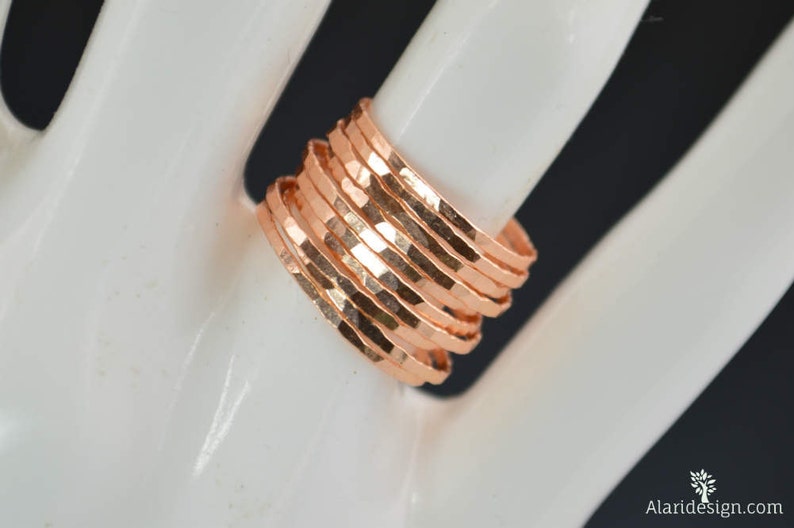 Super Thin Golden Rose Silver Stackable Rings, Rose Silver Ring, Stack Rings, Rose Gold Stacking Rings, Thin Rose Gold Ring, Golden Rose image 3