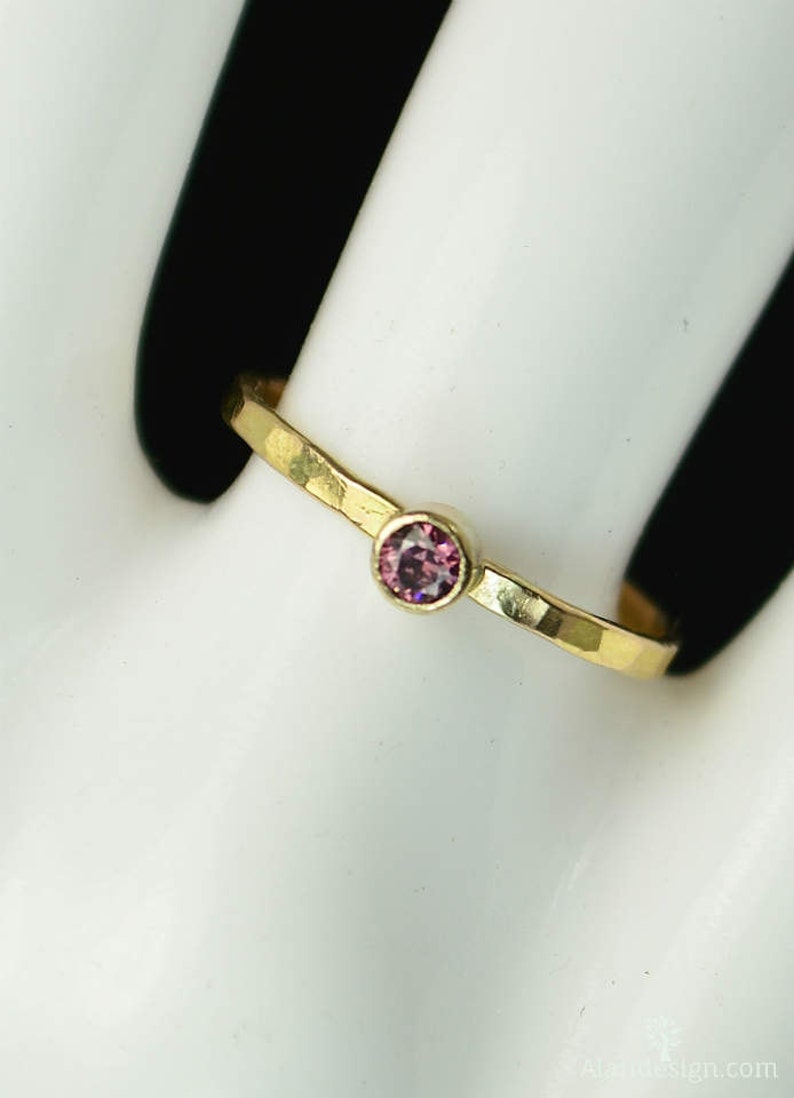 Classic 14k Gold Filled Alexandrite Ring, Gold solitaire, solitaire ring, 14k gold filled, June Birthstone, Mothers Ring, gold band, yellow image 2