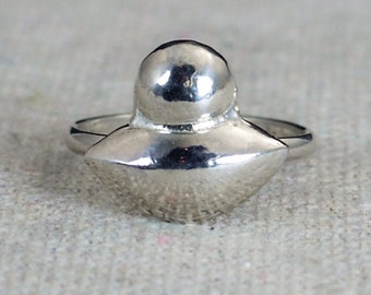 Flying Saucer Ring, UFO Ring, Statement Rings, Alien Ring, Fun Rings, Solid Silver Ring, Bohemian Ring,  Fun Gifts, Roswell, UFO Jewelry