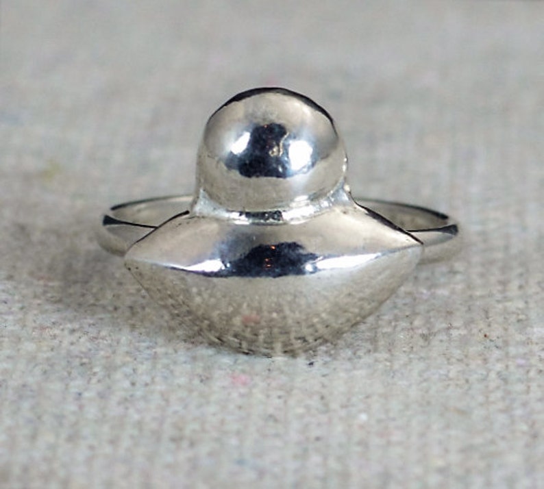 Flying Saucer Ring, UFO Ring, Statement Rings, Alien Ring, Fun Rings, Solid Silver Ring, Bohemian Ring, Fun Gifts, Roswell, UFO Jewelry image 1