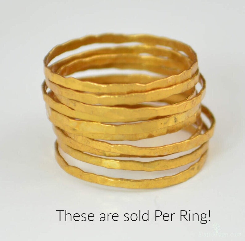 24k Gold Vermeil Stacking Rings, Super Thin, Gold Stack Rings, Gold Stacking Rings, Thin Gold Ring, Dark Gold Ring, 24k Gold Ring, Vermeil image 1