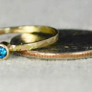 Classic Solid 14k Gold Blue Zircon Ring 3mm gold solitaire image 4