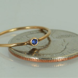 Tiny Sapphire Ring, Sapphire Stacking Ring, Solid 14k Rose Gold Sapphire Ring, Sapphire Mothers Ring, September Birthstone, Sapphire Ring image 4