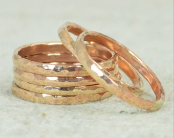 Thick Stackable Bronze Ring(s), Bronze Rings, Stackable Rings, Bronze Ring, Hammered Ring, Bronze Band, rose ring, Bronze Jewelry