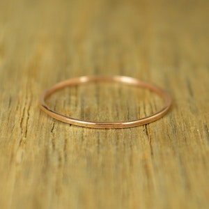 Solid 14k Rose Gold Square Ring, Smooth Stacking Ring, Minimal Rose Gold Ring, Simple Wedding Ring, 14k Rose Gold Ring, Rose Gold Ring image 2