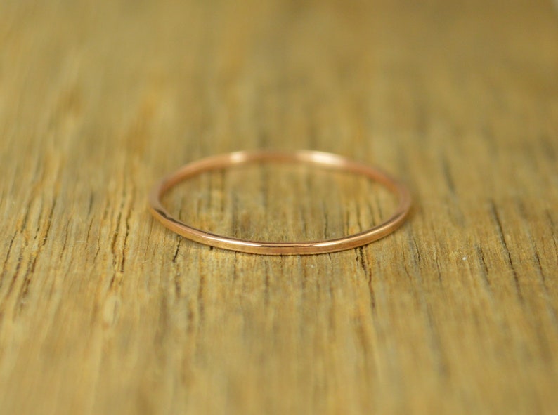 Solid 14k Rose Gold Square Ring, Smooth Stacking Ring, Minimal Rose Gold Ring, Simple Wedding Ring, 14k Rose Gold Ring, Rose Gold Ring image 2