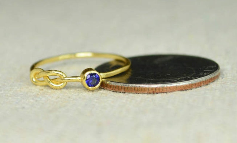 Sapphire Infinity Ring, Gold Filled Ring, Stackable Rings, Mother's Ring, September Birthstone Ring, Gold Infinity Ring, Gold Knot Ring image 3
