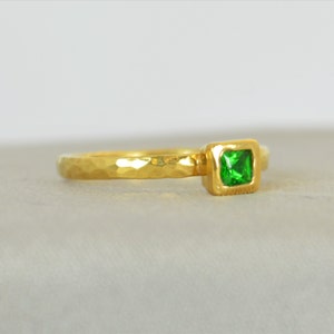 Square Emerald Ring, Emerald Gold Ring, May's Birthstone, Square Stone Mother's Ring, Square Stone Ring, Emerald Ring image 2