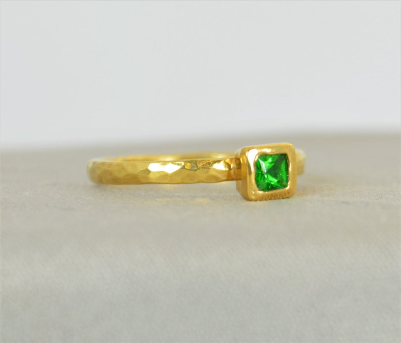 Square Emerald Ring, Emerald Gold Ring, May's Birthstone, Square Stone Mother's Ring, Square Stone Ring, Emerald Ring image 2