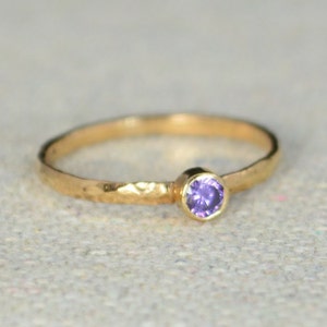 Classic Rose Gold Filled Amethyst Ring, Solitaire, Solitaire Ring, Rose Gold Filled, February Birthstone, Mothers Ring, Gold Band image 1