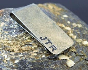 Personalized Rustic Money Clip - Handcrafted, Antiqued Nickel - Ideal Groomsmen or Father's Day Gift