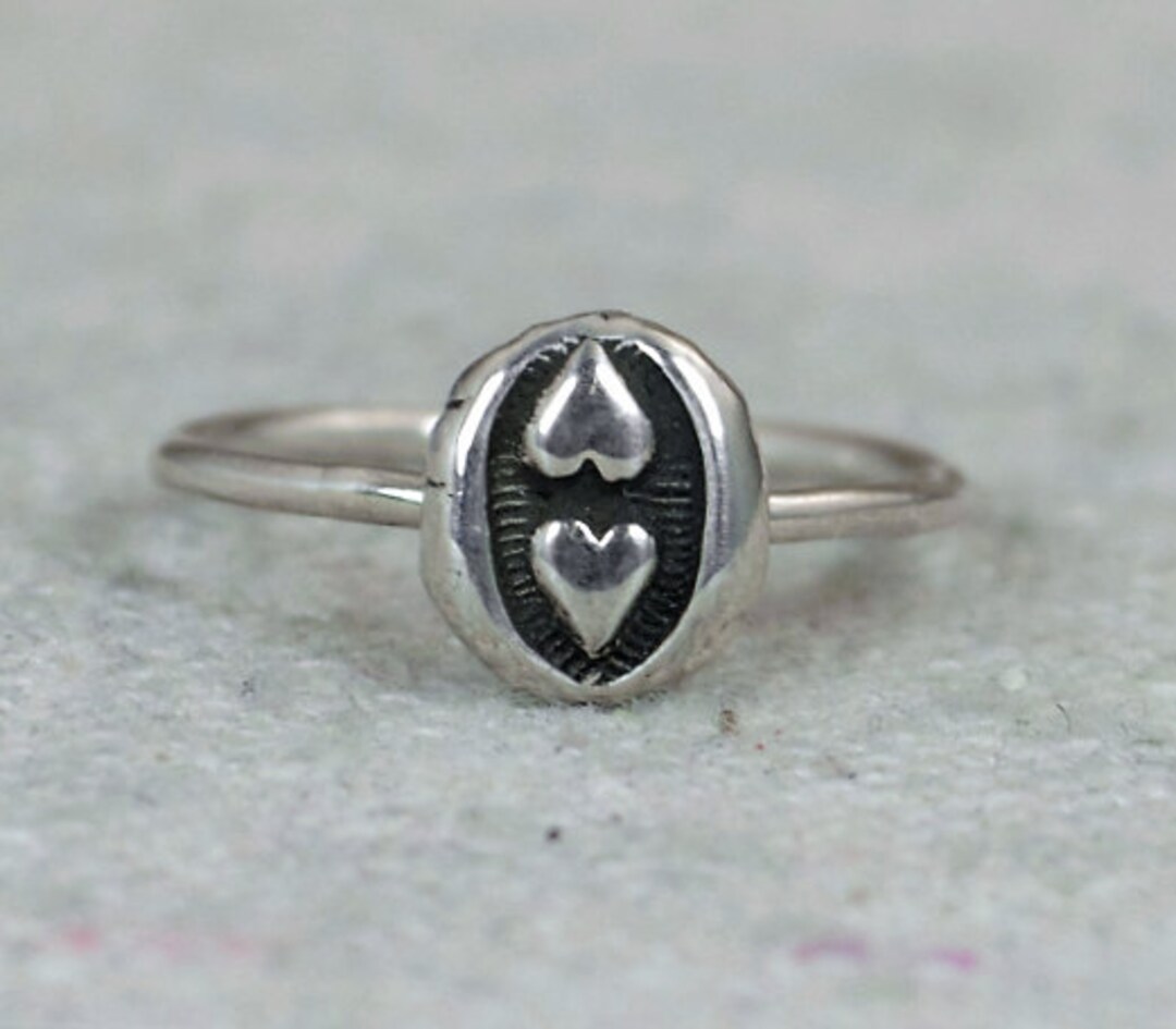 Two Heart Ring 2 Heart Ring Dual Heart Ring Double Heart Etsy