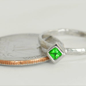 Square Emerald Ring, Emerald White Gold Ring, May's Birthstone, Square Stone Mothers Ring, Square Stone Ring, Emerald Ring image 3