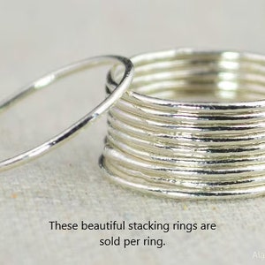 Thin Round Sterling Silver Stackable Rings, Stacking Rings, Dainty Silver Ring, Silver Boho Ring, Rustic Silver Rings, Thin Silver Rings image 1