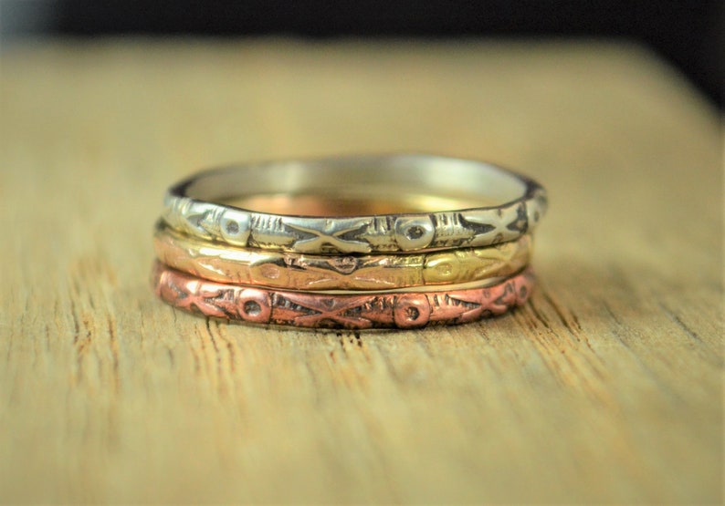 Bohemien XOXOXO Ring, Love Ring, Hugs and Kisses Ring, Promise Ring, Stacking Rings, Copper, Silver, Gold, Rose Gold, Promise Ring, love E8 image 1