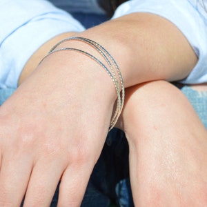 Thin Silver Bangle, Flattened Twist Bangle, Thin Bangle, Stacking Bangles, Sterling Silver Bangle, silver bracelet, stacking bangle, silver