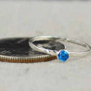 Stackable Birthstone Rings, Stackable Gemstone Rings, Birthstone Rings, Thin Silver Stackable Rings, Gemstone Rings, Birthstone Jewelry image 3