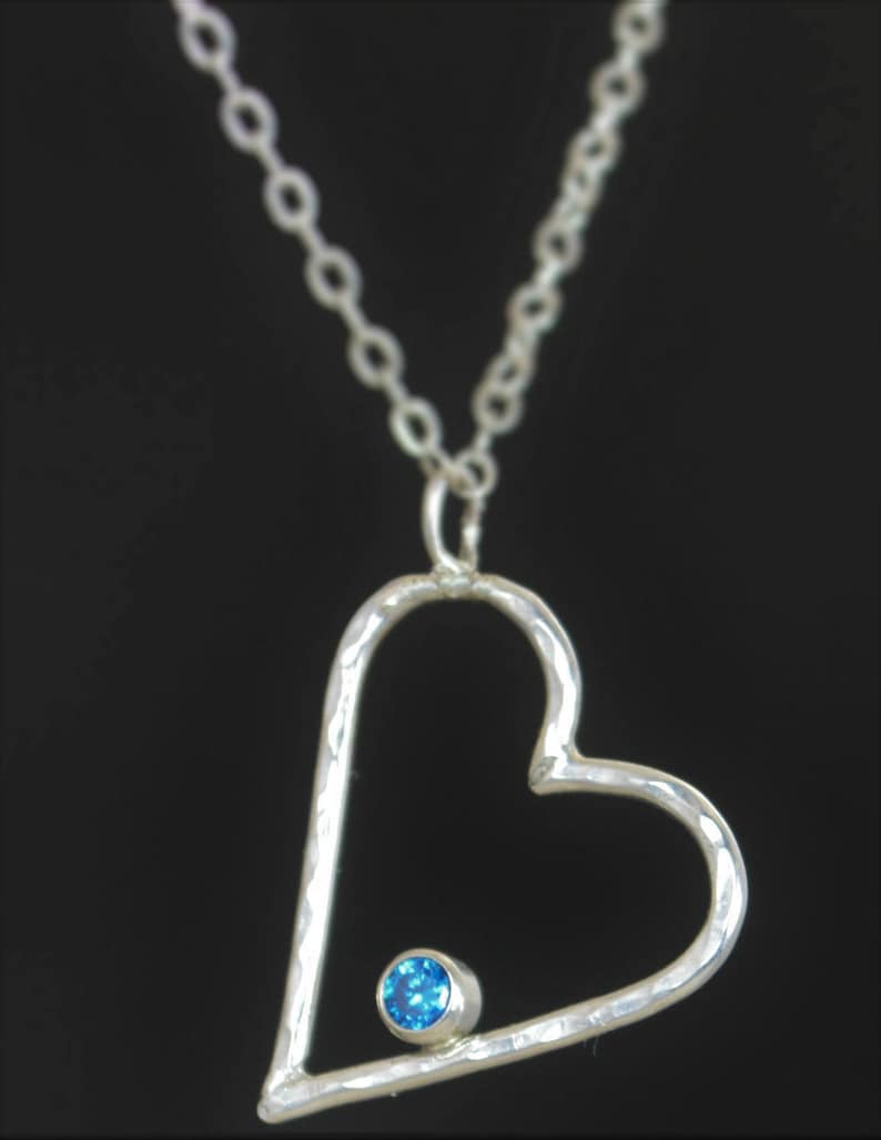 Garnet Heart Necklace, Sterling Silver, Mothers Necklace, January Birthstone Necklace, Garnet Necklace, Mother's Necklace, Heart Pendant image 3