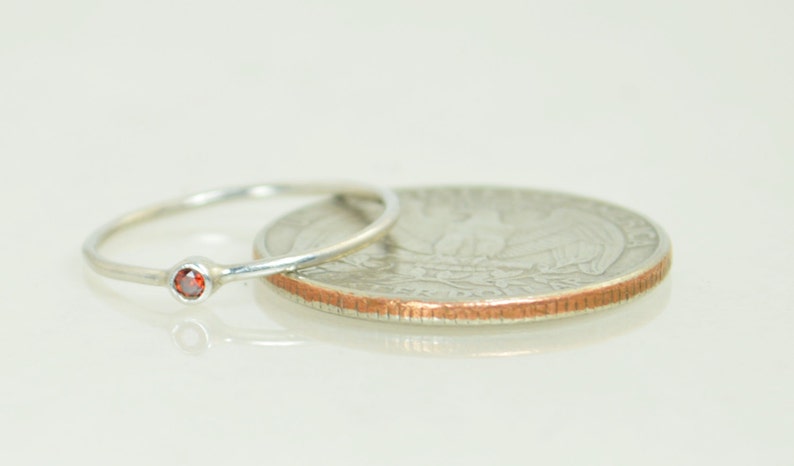 Tiny Garnet Ring White 14k Solid Gold Garnet Ring Garnet image 4