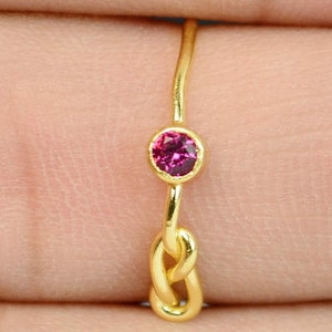 14k Gold Ruby Infinity Ring, 14k Gold Ring, Stackable Rings, Mother's Ring, July Birthstone Ring, Gold Infinity Ring, Gold Knot Ring image 2