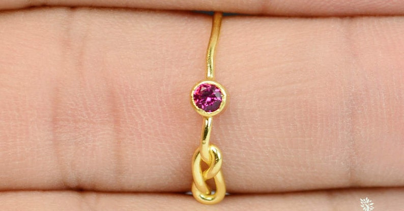 14k Gold Ruby Infinity Ring, 14k Gold Ring, Stackable Rings, Mother's Ring, July Birthstone Ring, Gold Infinity Ring, Gold Knot Ring image 2