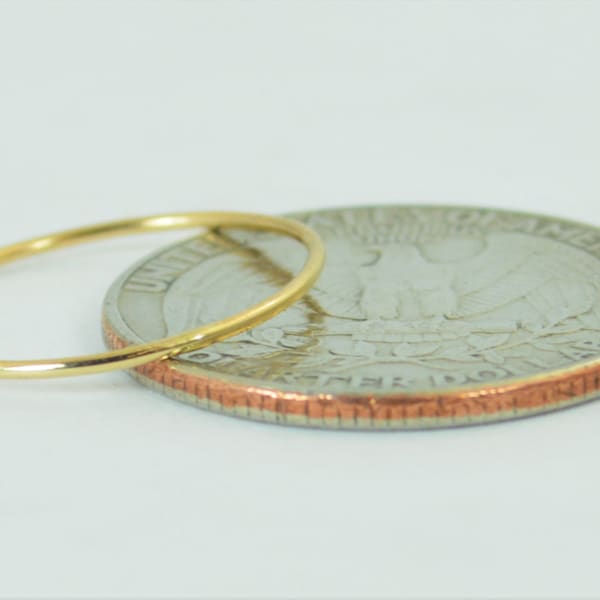 Solid 14k Yellow Gold Ring Super Thin Stacking Round image 3