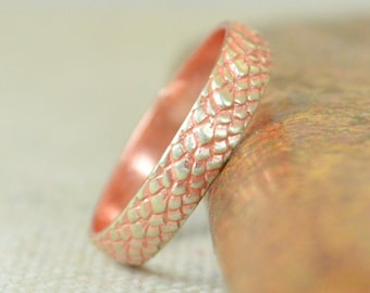 Rose Dragon Scale Ring, Sterling Ring, Rose Snake Scale Ring, Rose Dragon Ring, Rose Snake Ring, Rose Snake Skin Ring, Silver band BOHO