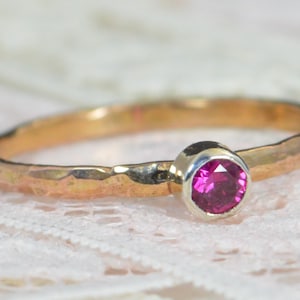 Ruby Engagement Ring, 14k Rose Gold, Ruby Wedding Ring Set, Rustic Wedding Ring Set, July Birthstone, Solid 14k Ruby Ring