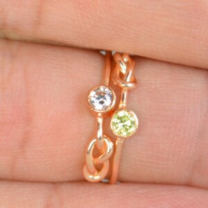Peridot Infinity Ring Rose Gold Filled Ring Stackable Rings image 2