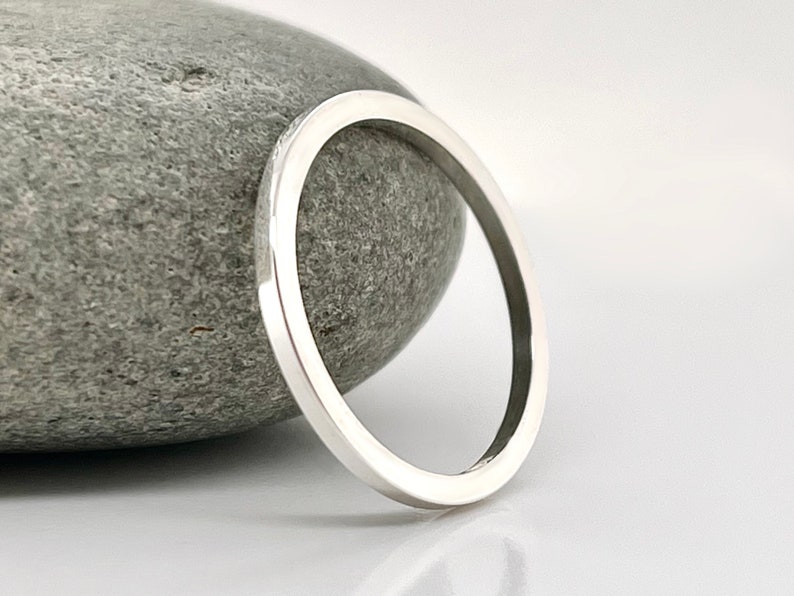 1.25mm Thick Square Silver Ring, Square Sterling Band, Minimal RIng, Sterling Silver Ring, Danity Band, 925 Silver, Stacking Ring, Boho image 3