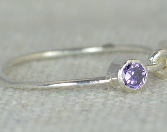 Amethyst Infinity Ring, Silver Knot Ring, Infinity Ring, Amethyst Infinity, February Birthstone, Mother's Ring, Mothers Ring, Amethyst Ring