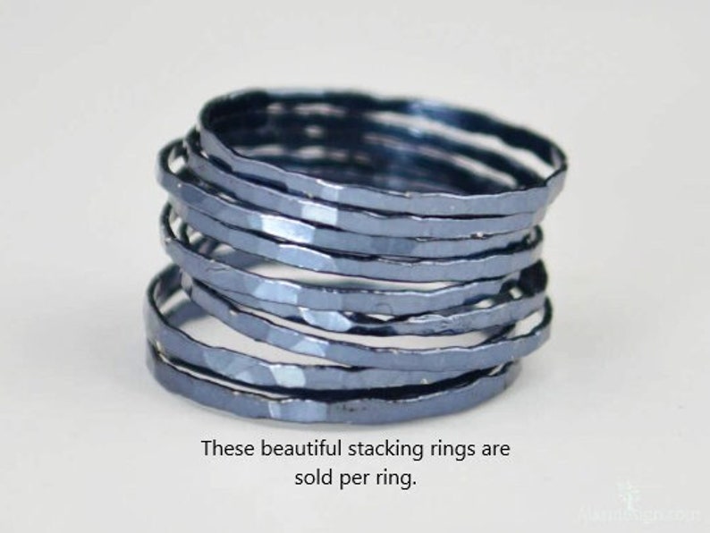 Super Thin Gunmetal Silver Stackable Rings,Gunmetal Ring,Stack Rings, Gunmetal Stacking Rings, Dark Silver Ring, Gunmetal Band, Grey Ring image 1