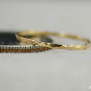 Super Thin 14k Gold Hammered Band, 14k Gold Filled, Gold Band, Stacking Rings, Simple Gold Ring, Hammered Gold bands, Dainty Gold Ring, Ring image 4