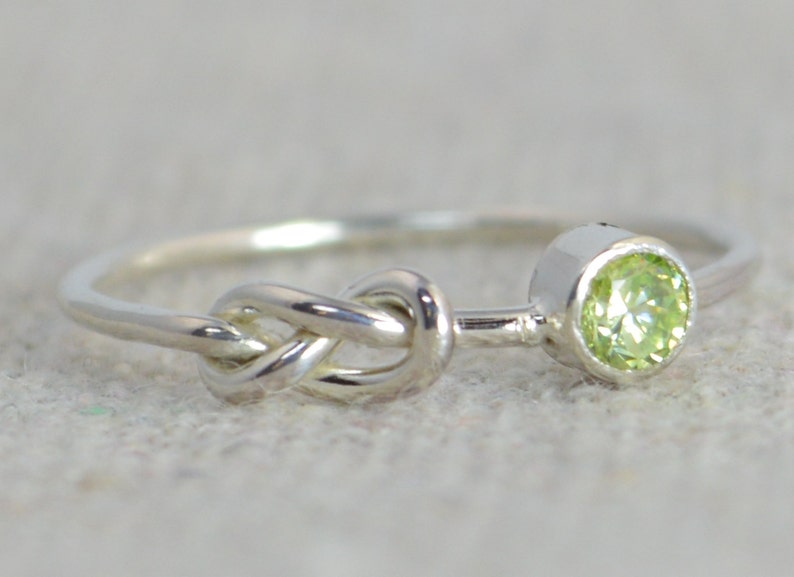 Peridot Infinity Ring Sterling Silver Stackable Rings image 1