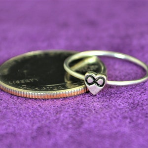 Silver Infinity Ring, Monogram Heart Ring, Silver Heart Ring, Personalized Heart Ring, Sterling Heart Ring, Silver Ring, Monogram Ring image 4