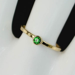 Classic 14k Gold Filled Emerald Ring, Gold Solitaire, Solitaire Ring, 14k Gold Filled, May Birthstone, Mother's Ring, Gold Band, Yellow image 2