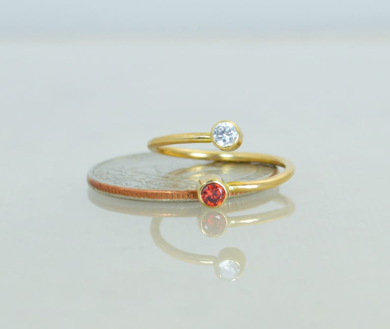 Gold Filled Bypass Ring, Bypass Ring, Wrap Ring, Dual Stone Ring, Couples Ring, two stone ring, mothers ring, mothers jewelry, Unique Ring image 3