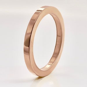 2mm Square Rose Gold Ring 10k, 14k, or 18k, Solid Gold, Square Gold Band, Square Gold Ring, Real gold, minimal wedding band, Rose Gold image 2