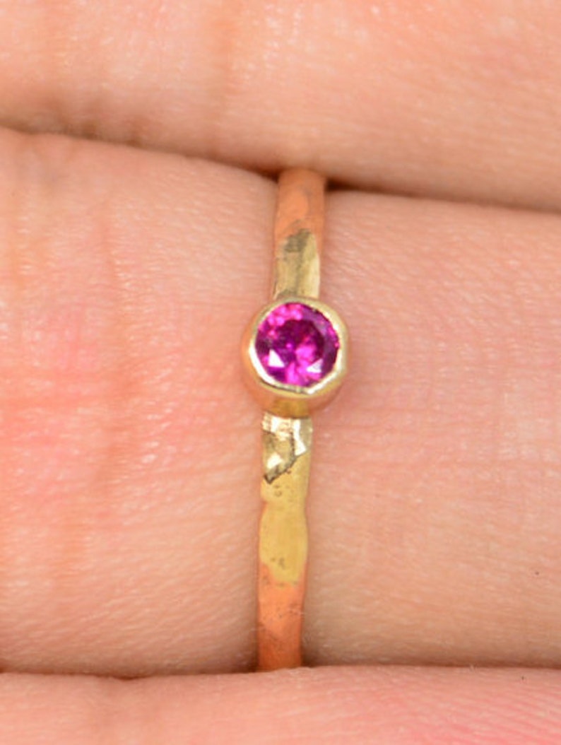 Pink Ring rose gold filled solitaire Mothers Ring Classic Rose Gold Filled Ruby Ring gold band July Birthstone solitaire ring