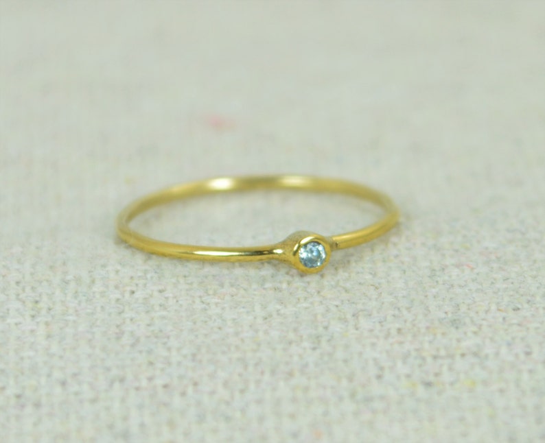 Tiny Aquamarine Ring, Gold Filled Aquamarine Stacking Ring, Gold Filled Aquamarine Ring, Mothers Ring, March Birthstone, Aquamarine Ring image 1