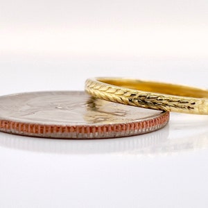 Wheat Ring 2.5mm Solid Gold Bohemian Rustic Wedding Ring image 4
