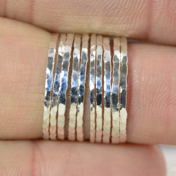 Super Thin Sterling Silver Stackable Rings Silver Stacking image 3