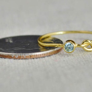 Gold Aquamarine Infinity Ring, Gold Filled Ring, Stackable Rings, Mother's Ring, March Birthstone, Gold Infinity Ring, Gold Knot Ring image 3
