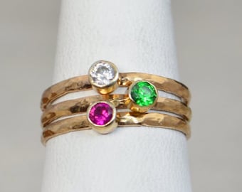 Grab 3 Classic 14k Rose Gold Filled Birthstone Ring, Gold solitaire, solitaire ring, 14k Rose gold filled, Birthstone, Mothers Ring, band