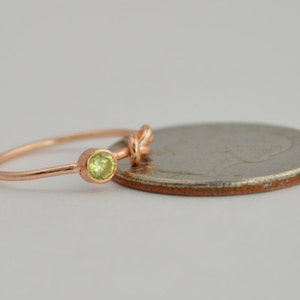 14k Rose Gold Peridot Infinity Ring, 14k Rose Gold, Stackable Rings, Mothers Ring, August Birthstone, Rose Gold Infinity,Rose Gold Knot Ring image 3