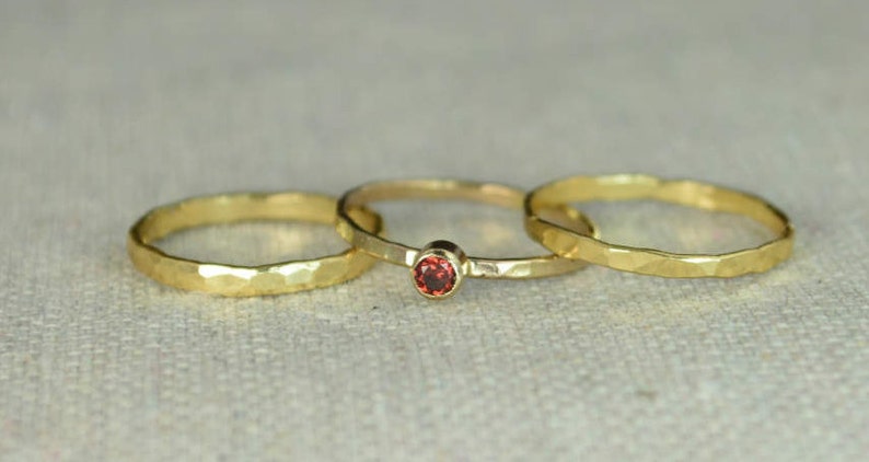 Solid 14k Gold Classic Garnet Ring,Gold Solitaire, Solitaire Ring, Solid Gold, January Birthstone, Mothers Ring, Solid Gold Band, Gold Ring image 3