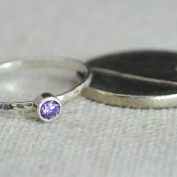 Classic Sterling Silver Amethyst Ring Silver Solitaire image 2