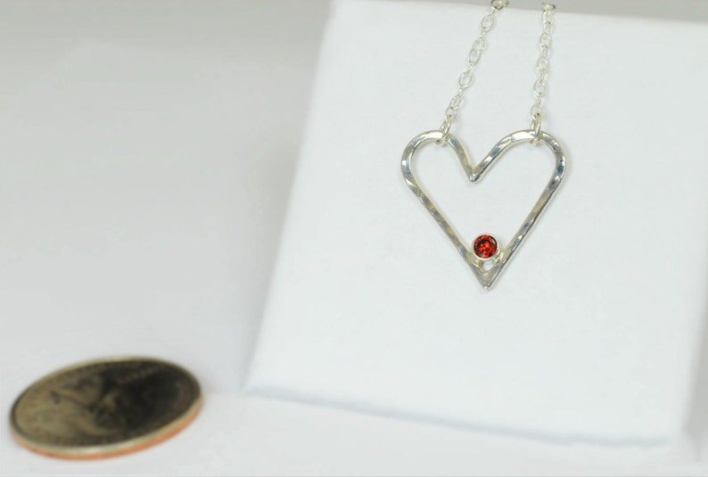 5Pcs Heart Gem Silver Necklace Pendants Set – Garnet, Morganite, Topaz, Peridot